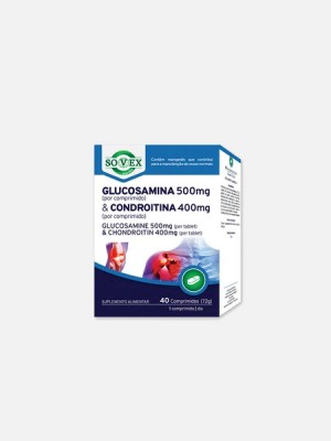 Glucosamina 500mg + Condroitina 400mg - 40 Comprimidos - Sovex