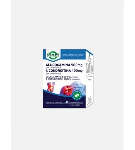 Glucosamina 500mg + Condroitina 400mg - 40 Comprimidos - Sovex